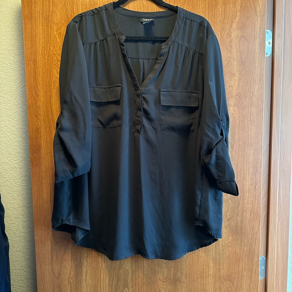 Torrid Black V-Neck Blouse